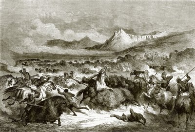 Buffalo Hunting Among the Delawares by English School